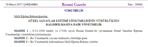 guzel sanatlar yonetmelik